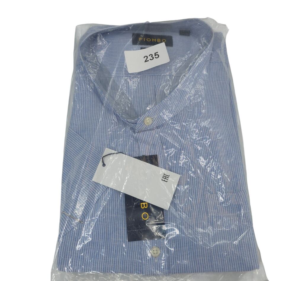 PIOMBO Mens Linen Shirt 3X Blue Italian Luxury Resort Casual Button Down Work
